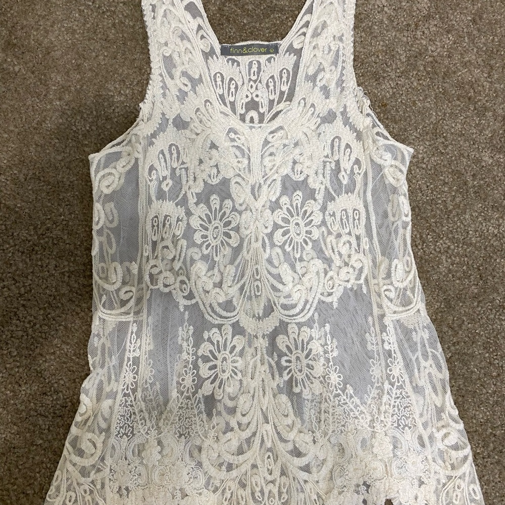 Finn & Clover Cream Lace Detail Top